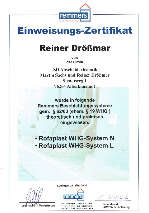 Einweisung Remmers RD